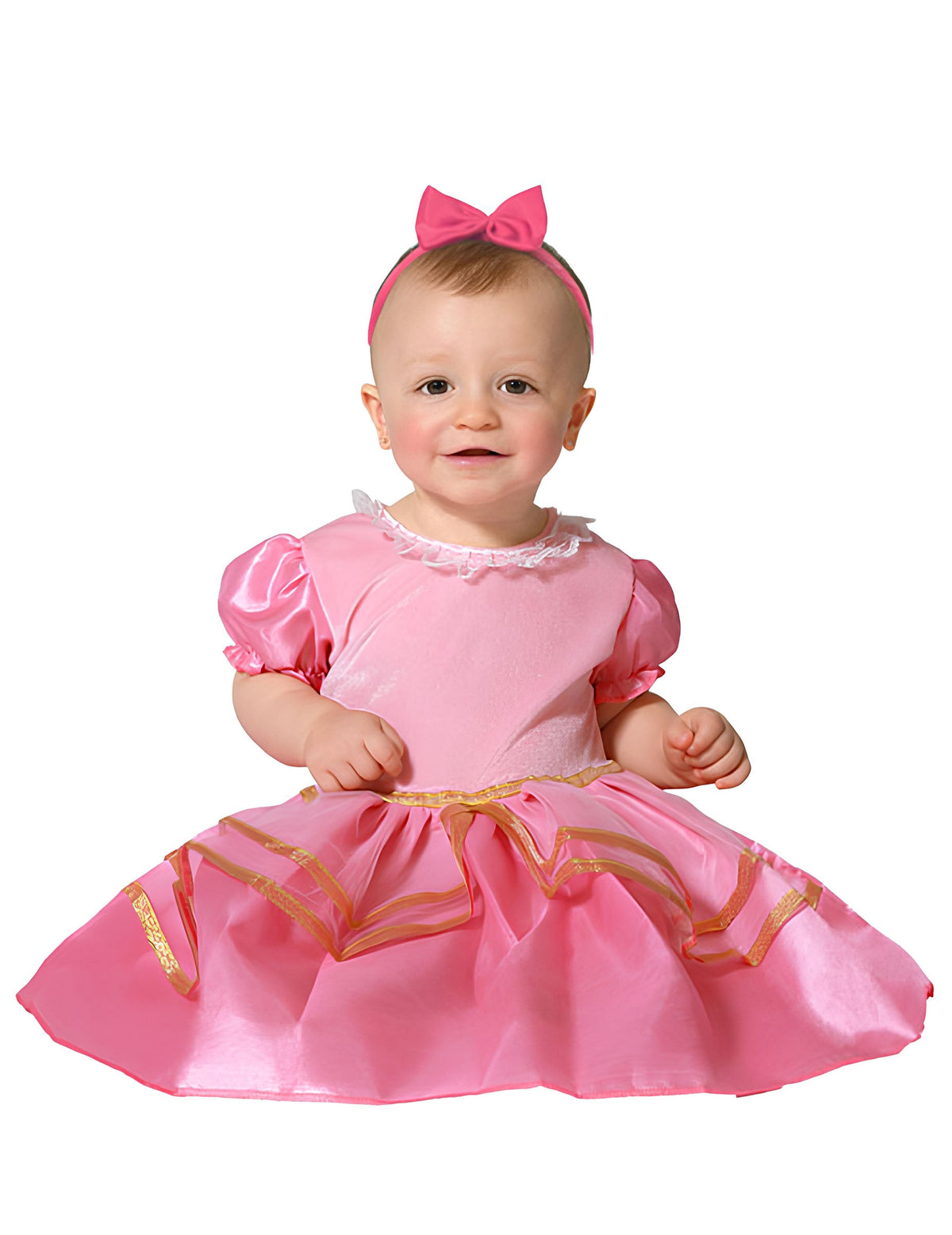 Déguisement de princesse pour bébé rose avec bandeau à nœud