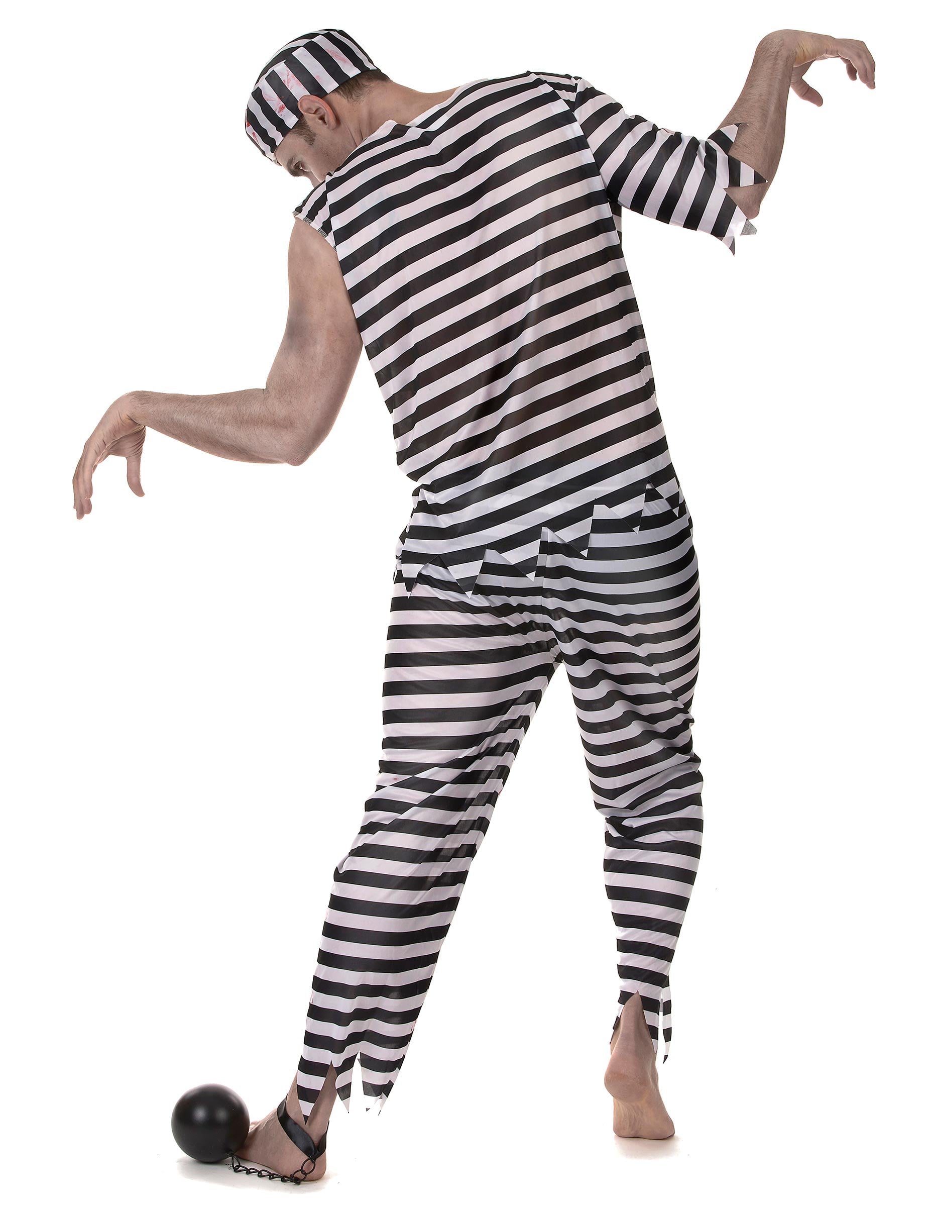 Vue de dos du déguisement de prisonnier zombie effrayant