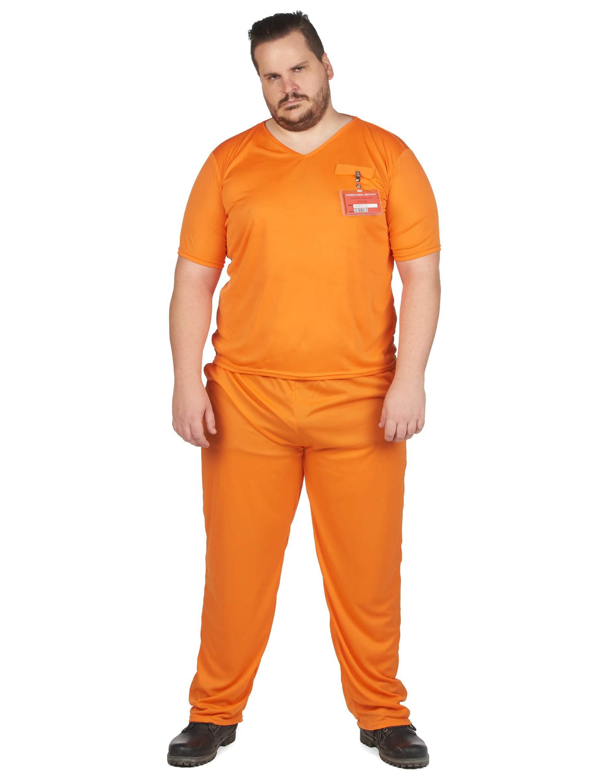 Vue de face du déguisement de prisonnier pour adulte
