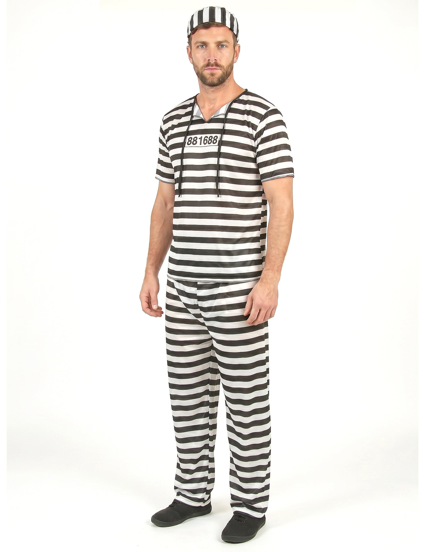 Déguisement prisonnier noir et blanc homme
