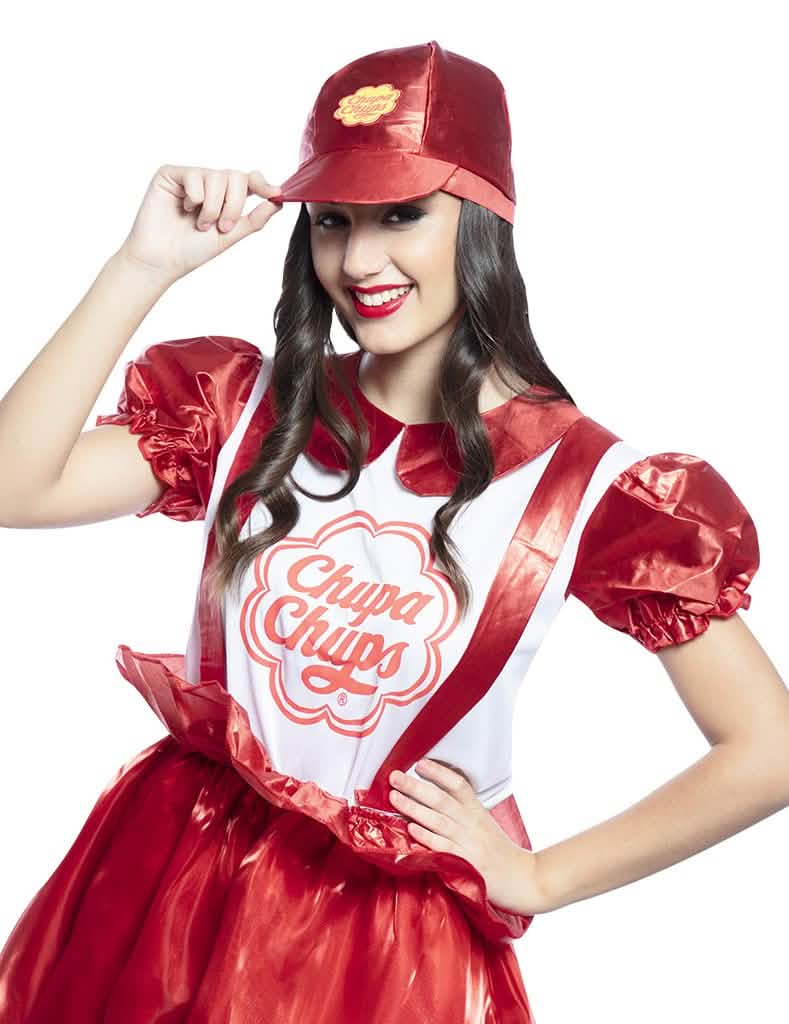 Krupni plan na gornji dio tijela i kapu kostima haljine Chupa Chups™