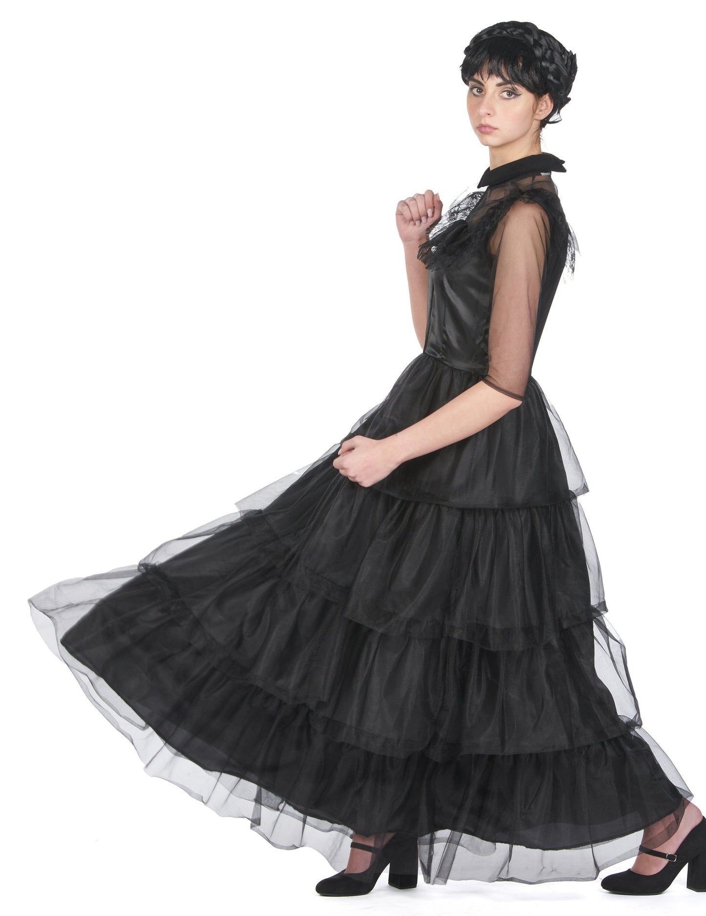 Vue de profil du déguisement robe de bal gothique