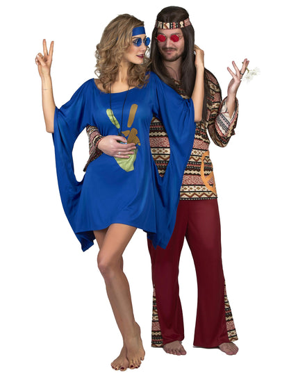 Plava hipi haljina kostim mir i ljubav žena