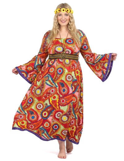 Déguisement robe hippie grande taille femme