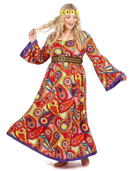 Déguisement robe hippie grande taille femme