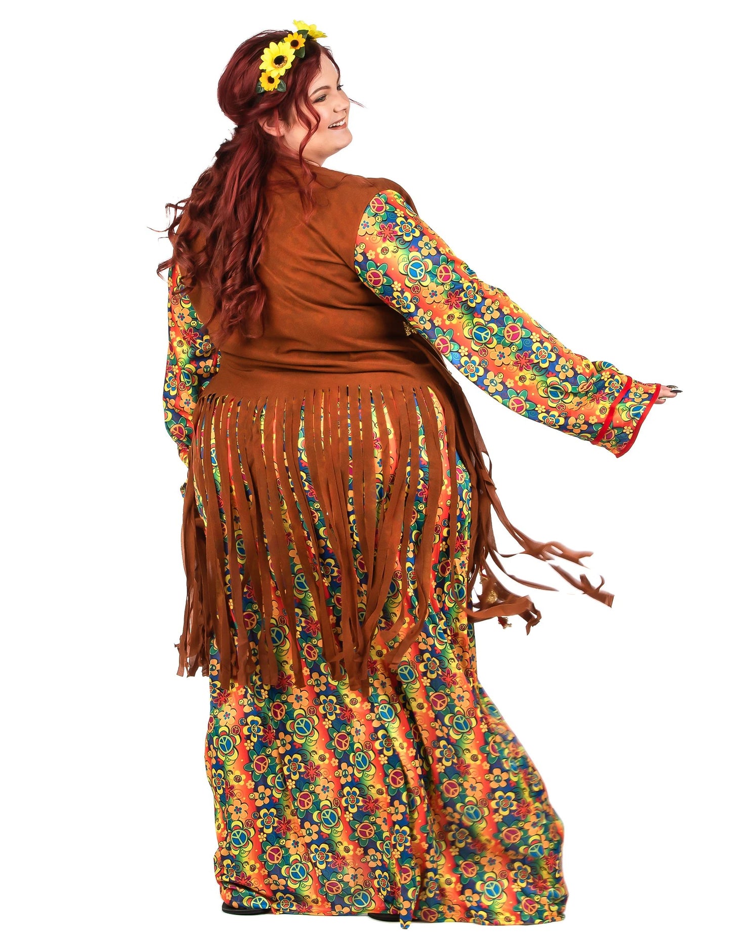 Duga kostim za hipiju s rubovima plus veličine za žene