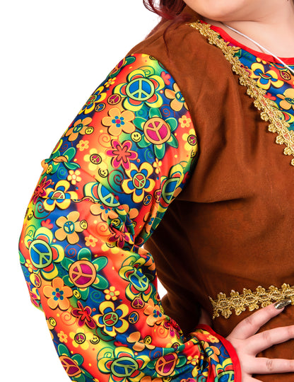 Duga kostim za hipiju s rubovima plus veličine za žene