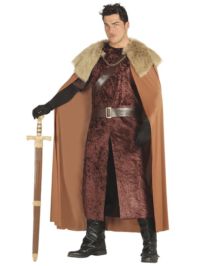Déguisement roi du nord pour homme marron avec cape en fausse fourrure