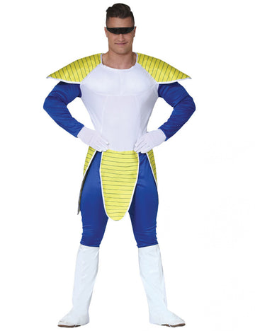 Plavi, bijeli i žuti kostim svemirskog samuraja za odrasle s oklopom
