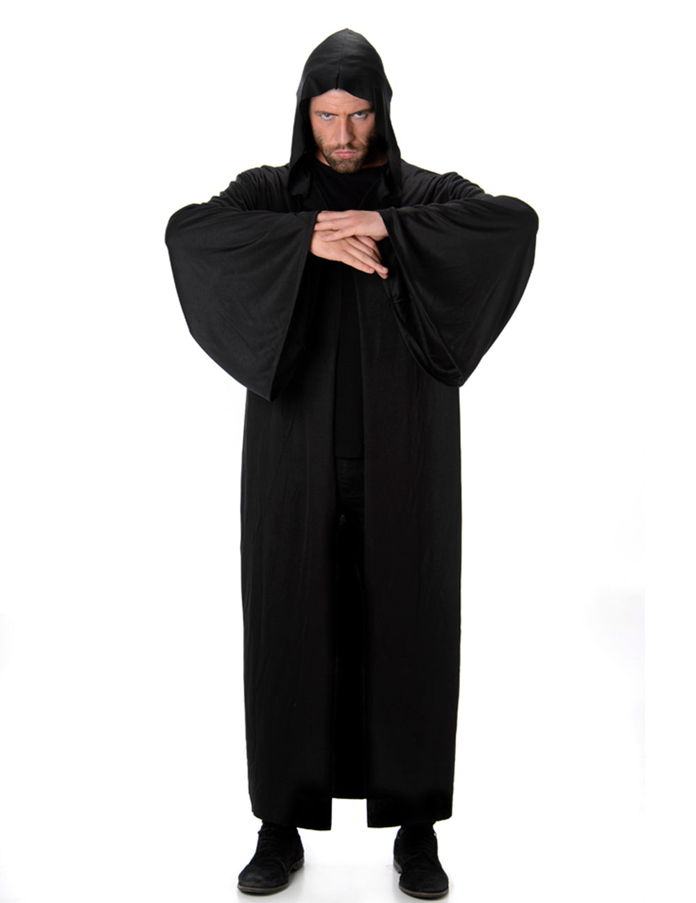 Cape longue à capuche Halloween pour homme noire