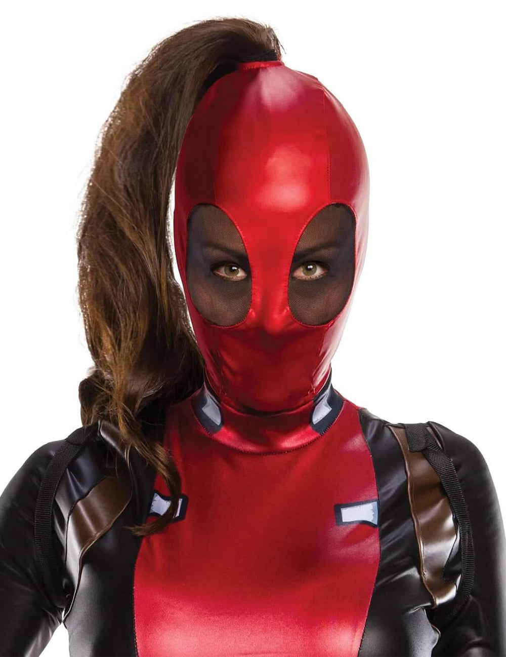 Krupni plan maske seksi kostima Lady Deadpool