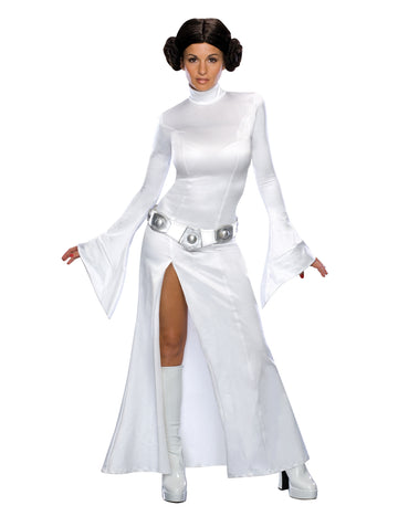 Seksi kostim princeze Leije iz Star Wars za žene bijele boje s srebrnim remenom