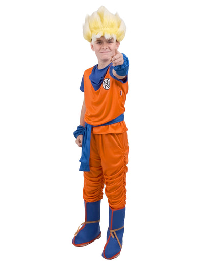 Déguisement Son Goku Dragon Ball Z™ pour enfant orange et bleu avec perruque blonde