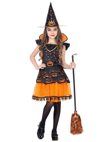 Kostim djevojčice vještice bundeve 