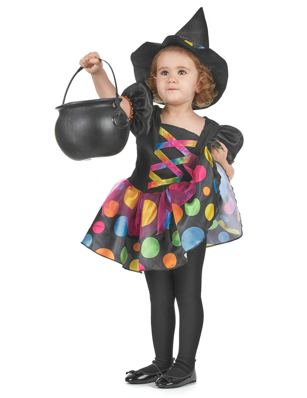 Accessoire chaudron noir du déguisement de sorcière colorée pour fille