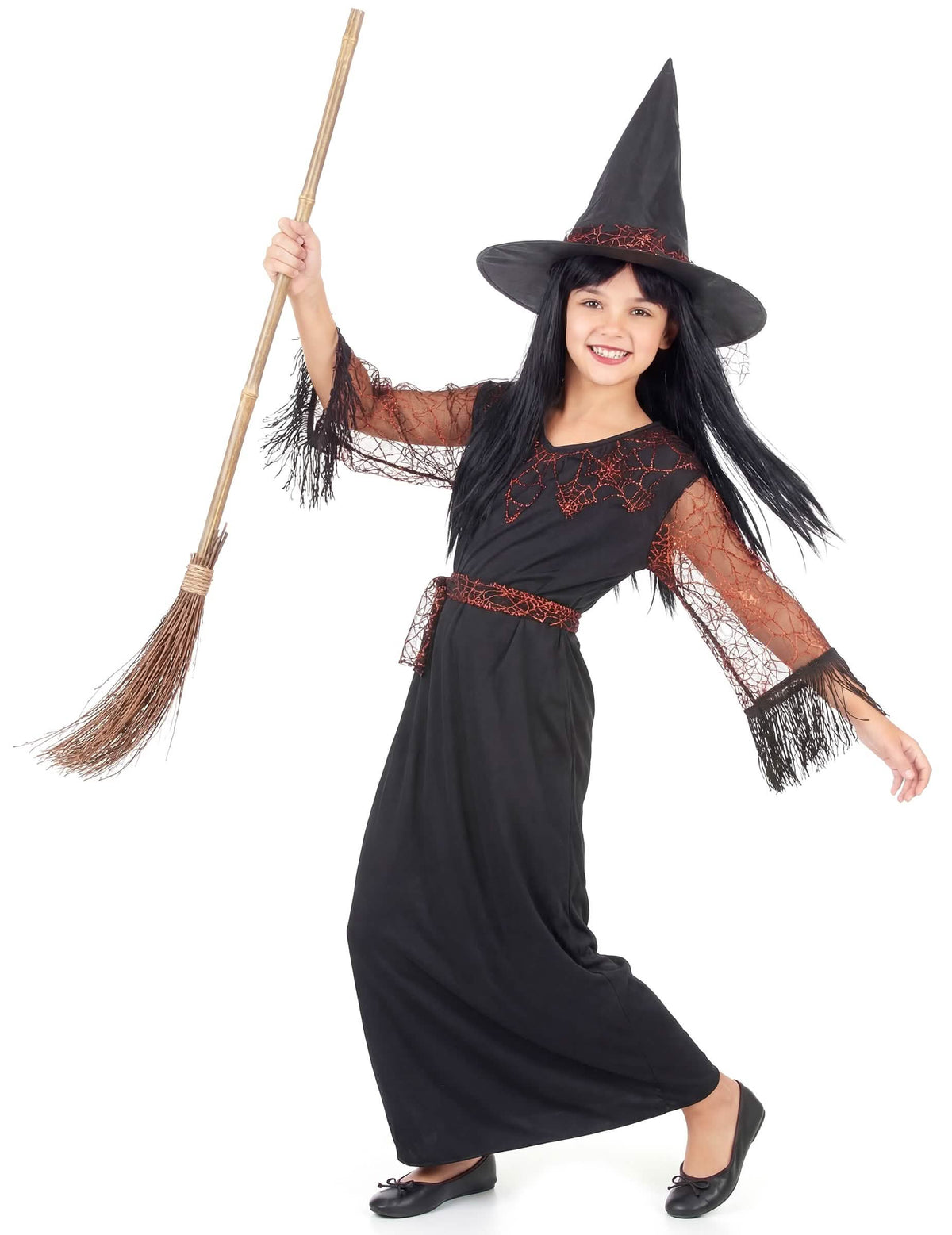 Poziranje s metlom kostima vještice halloween