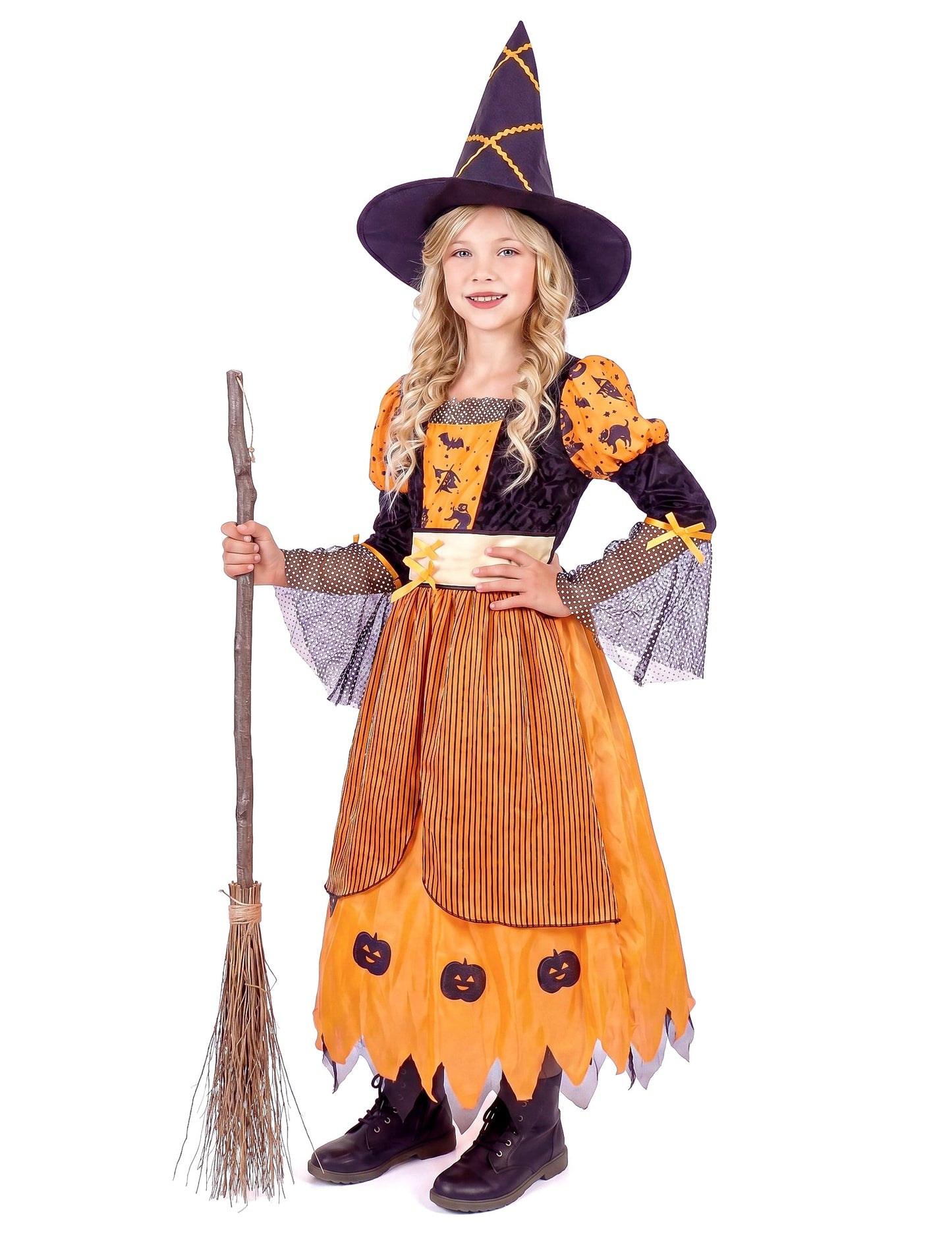 Déguisement sorcière orange fille Halloween