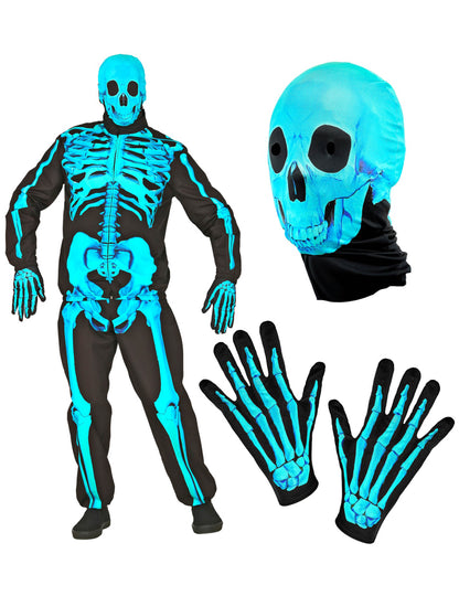 Kostim kostura za odrasle u neonsko plavoj boji