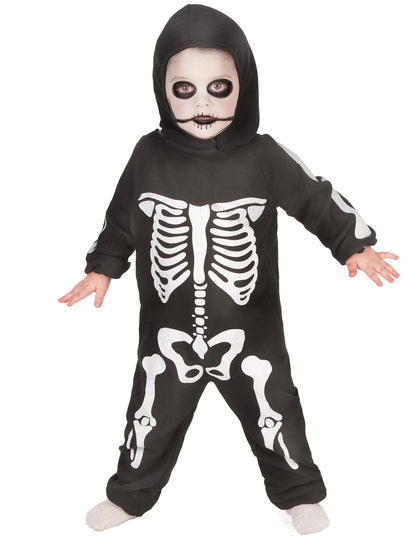 Déguisement complet squelette pour garçon noir et blanc avec capuche
