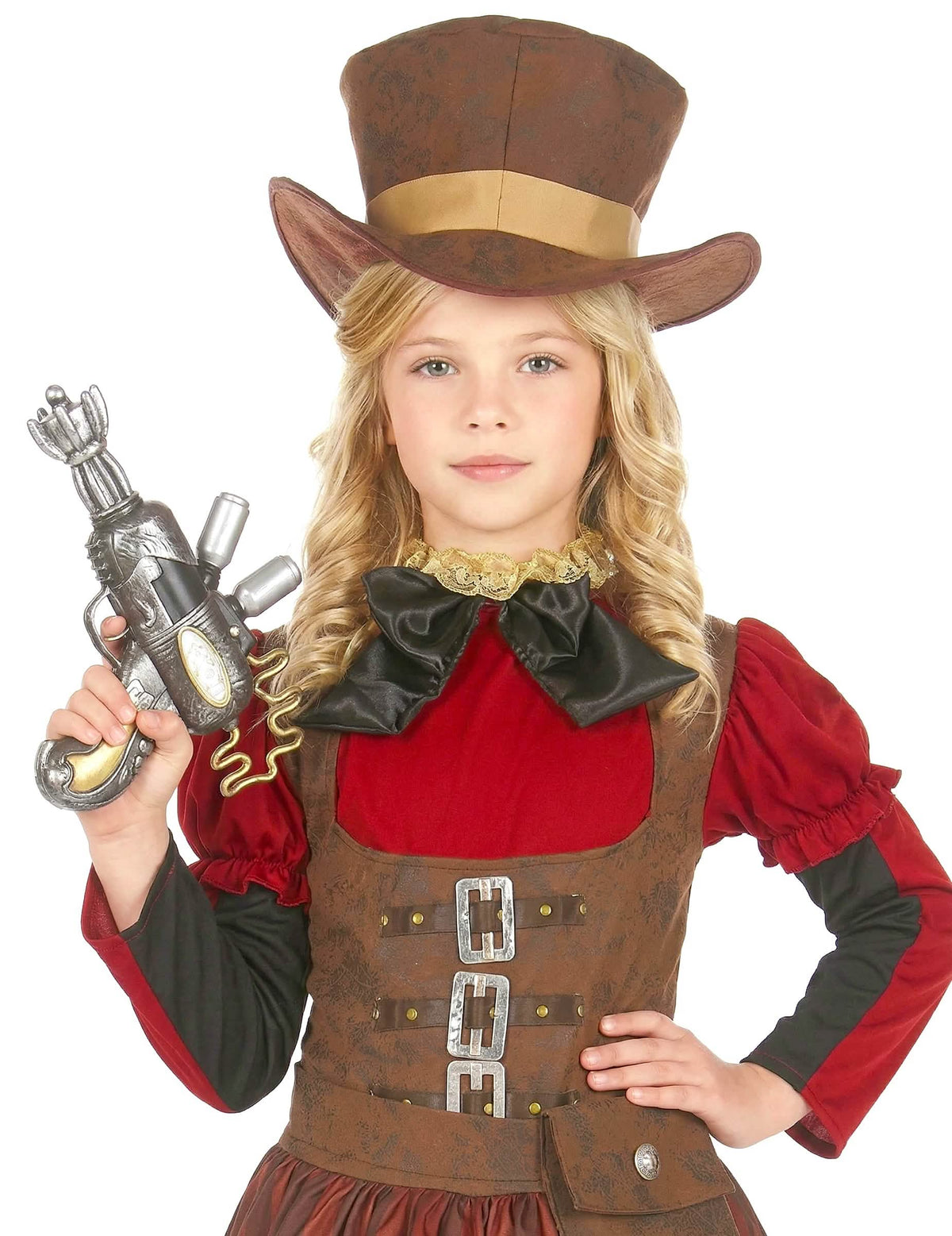 Krupni plan na gornji dio tijela i šešir steampunk luksuznog kostima