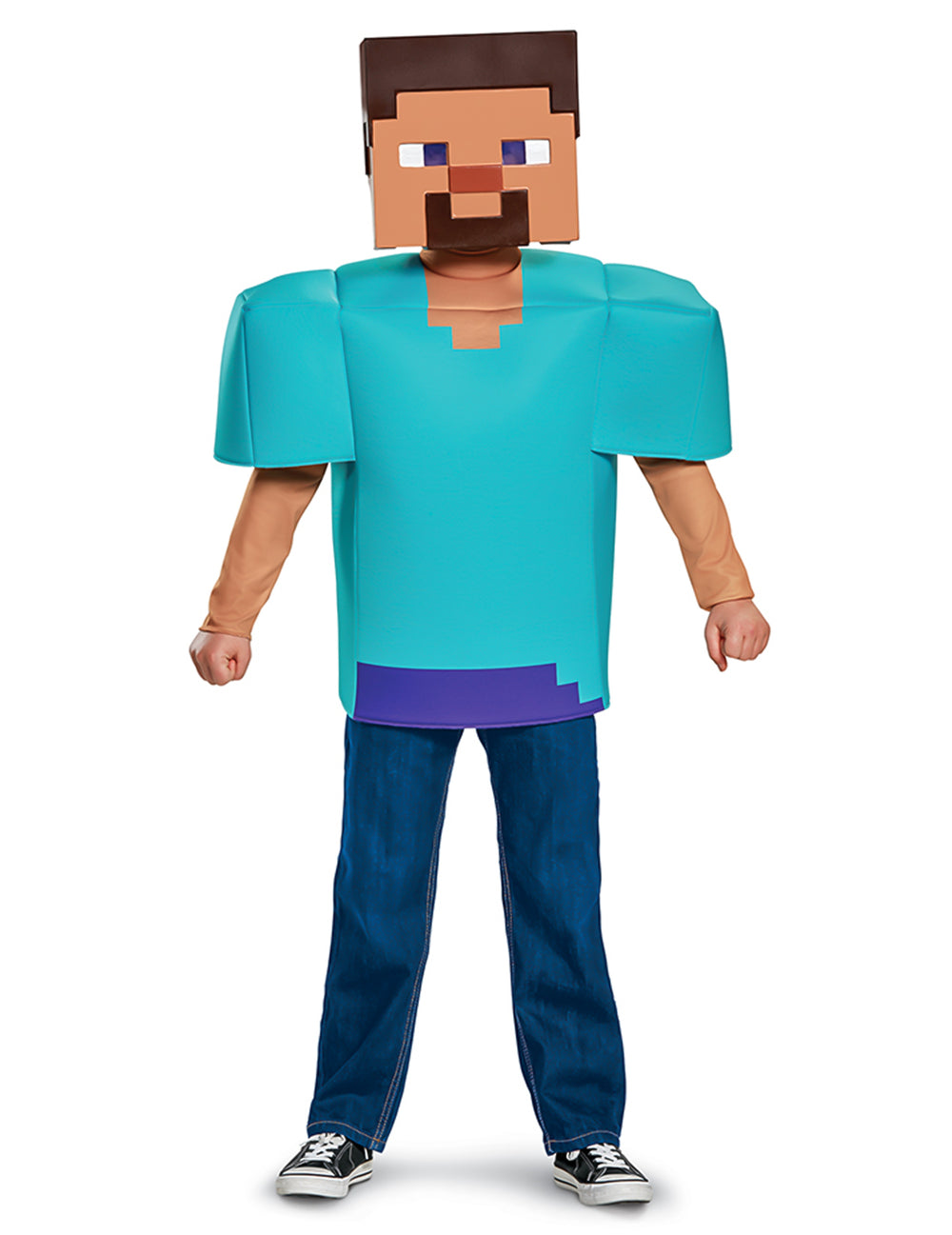 Vue de face du déguisement Steve Classique Minecraft