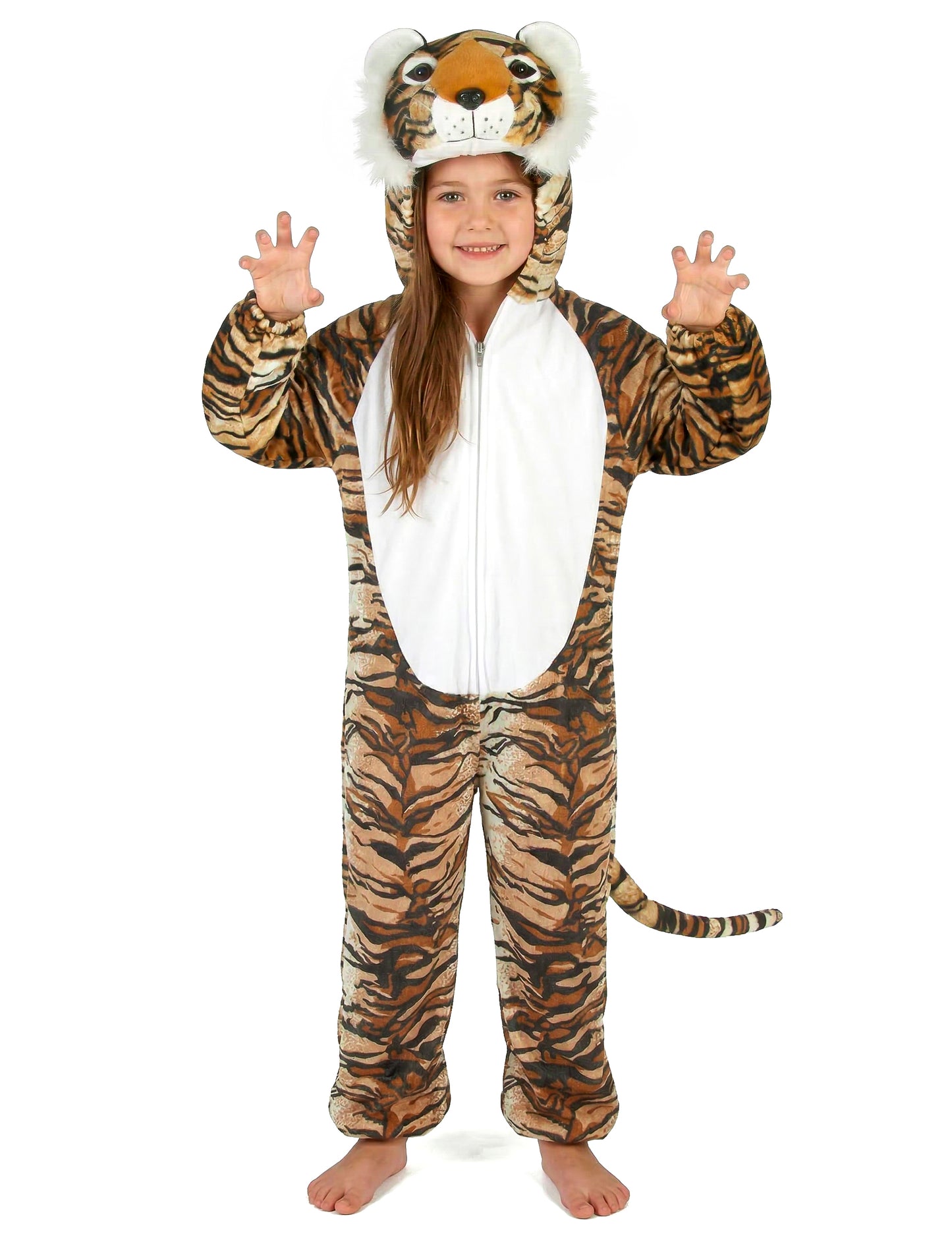 Vue de face du déguisement tigre réaliste pour enfant