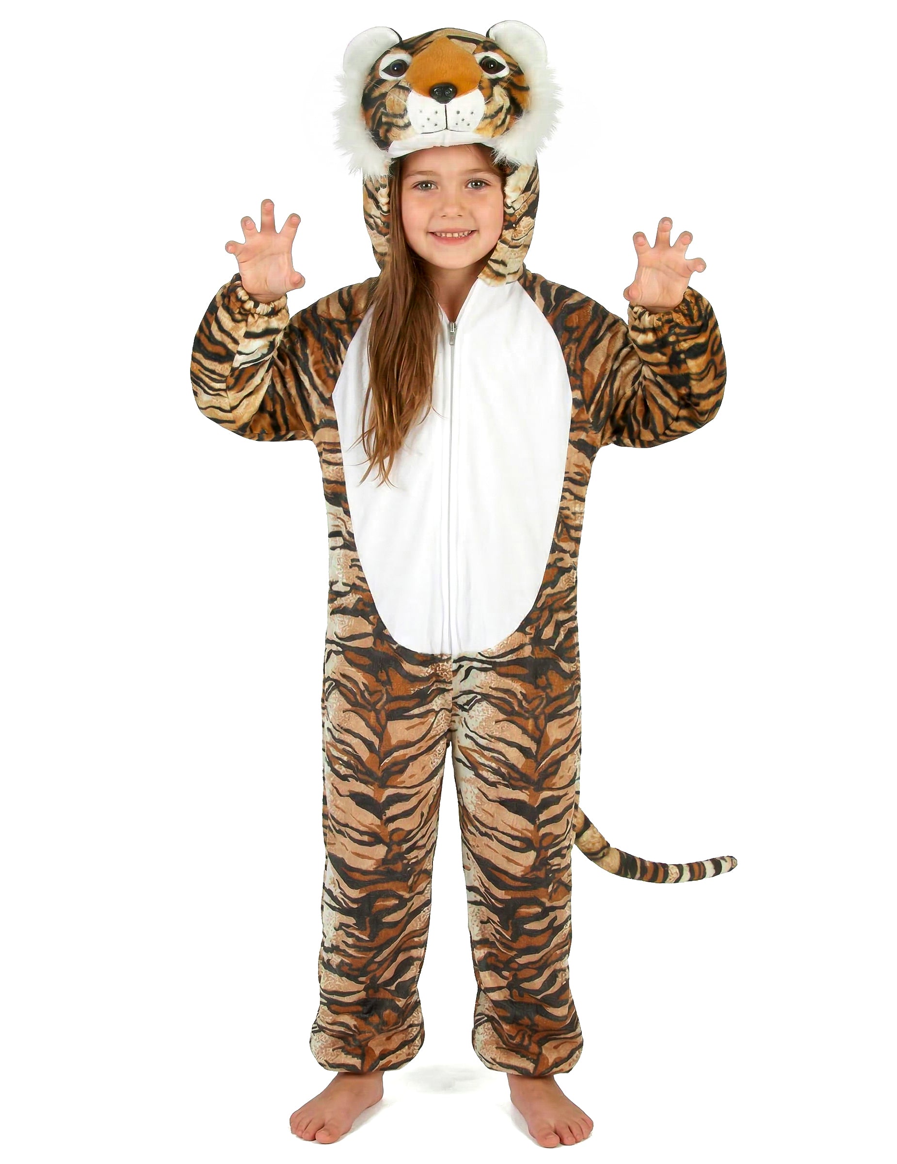 Vue de face du déguisement tigre réaliste pour enfant