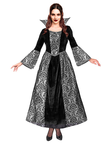 Ženski crni i srebrni barokni vampirski kostim