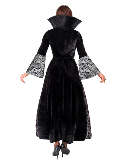 Vue de dos du déguisement vampire baroque pour femme