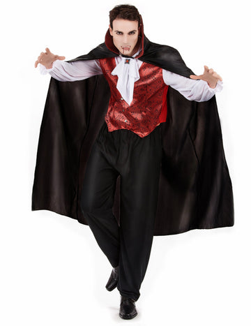 Halloween muški crveni vampir prerušen