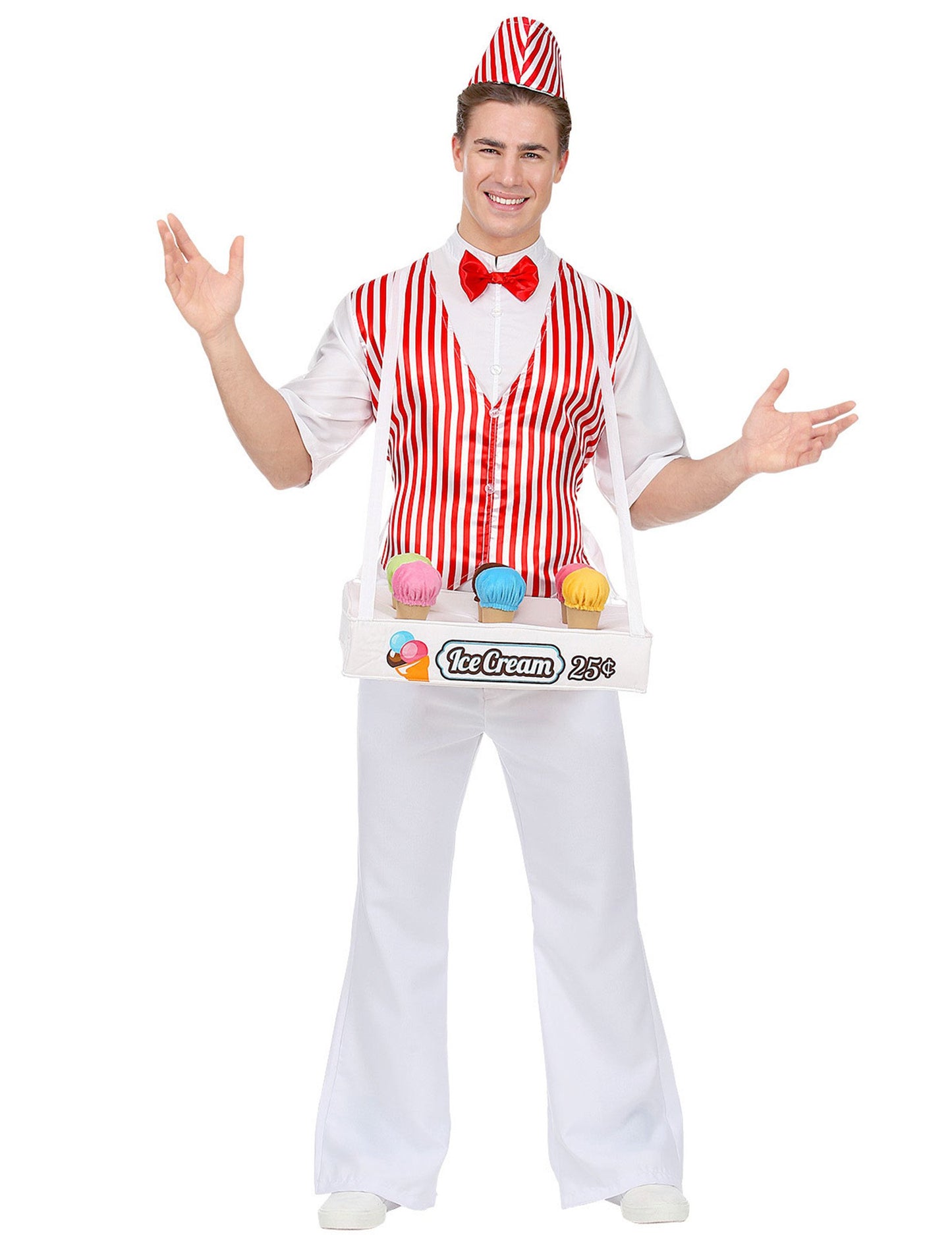 Vue de face du déguisement vendeur crème glacée pour homme