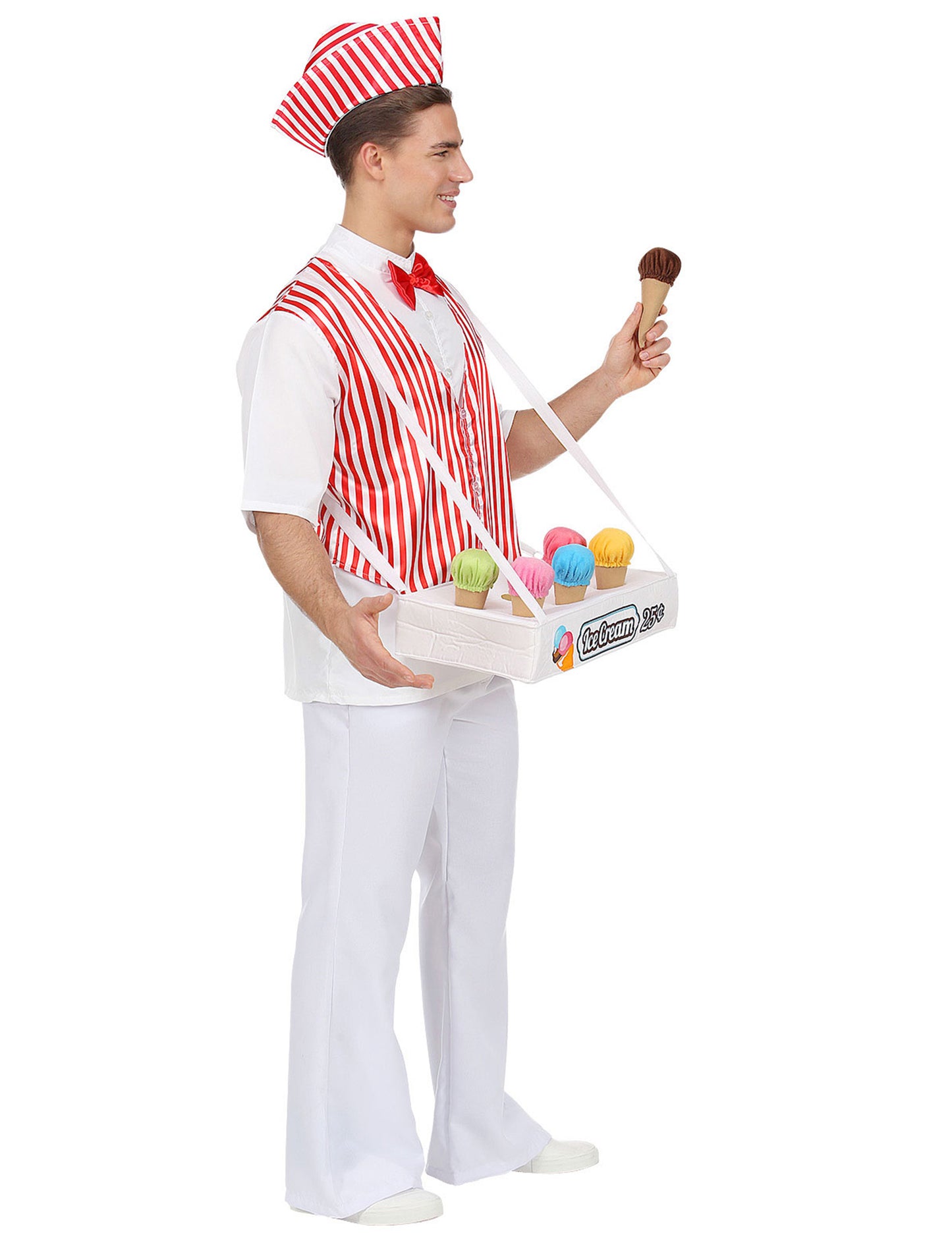 Vue de profil du déguisement vendeur crème glacée pour homme