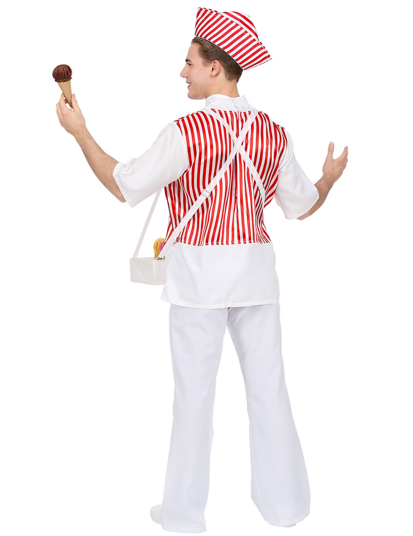 Vue de dos du déguisement vendeur crème glacée pour homme