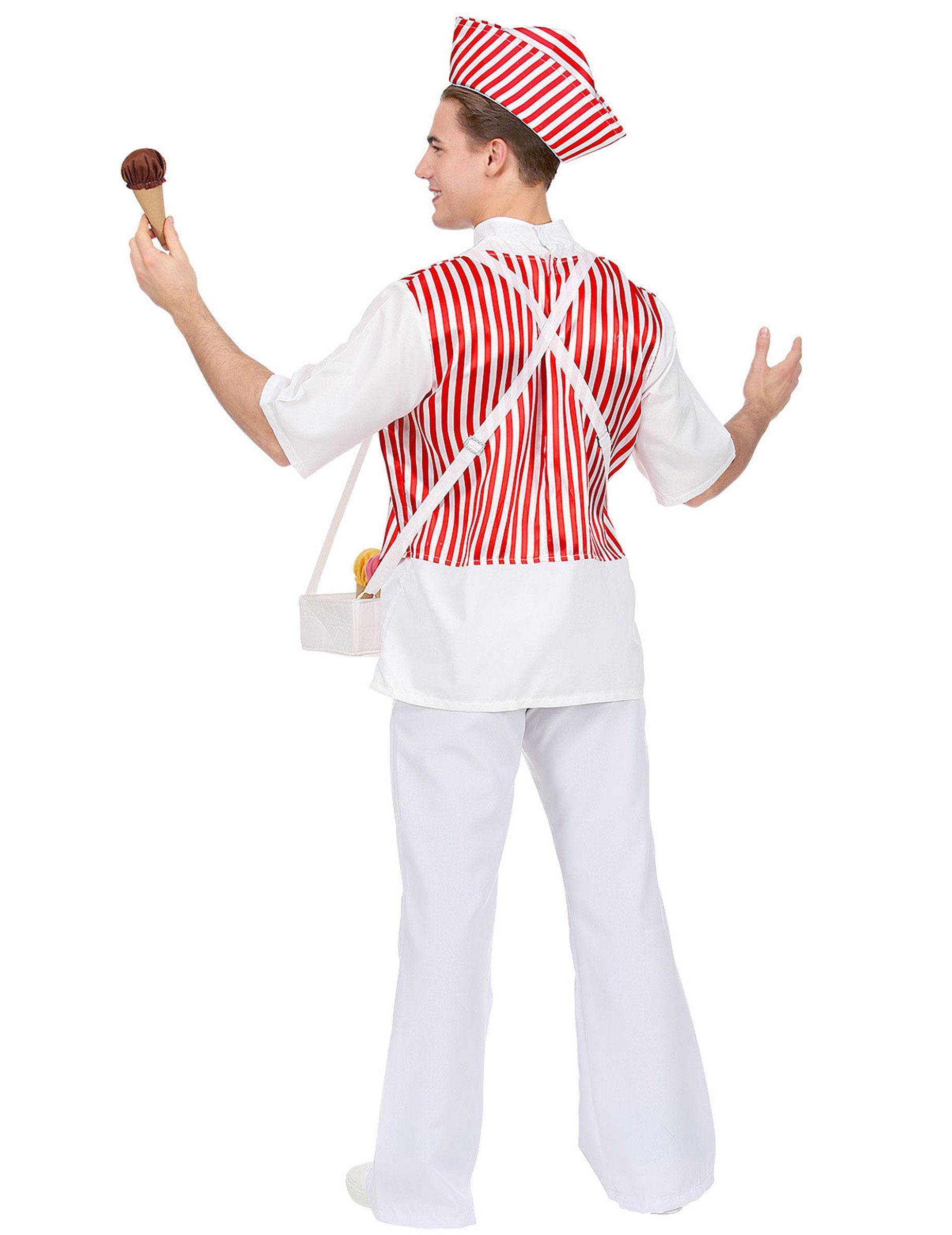 Vue de dos du déguisement vendeur crème glacée pour homme