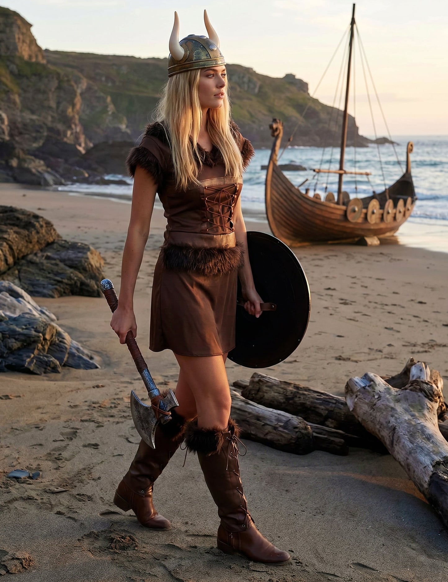 Viking kostim seksi smeđa žena