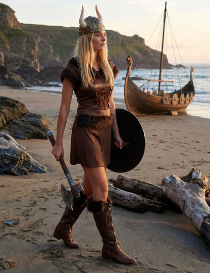 Viking kostim seksi smeđa žena