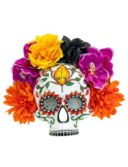 Polumaska lubanje za odrasle sa šarenim cvijećem
