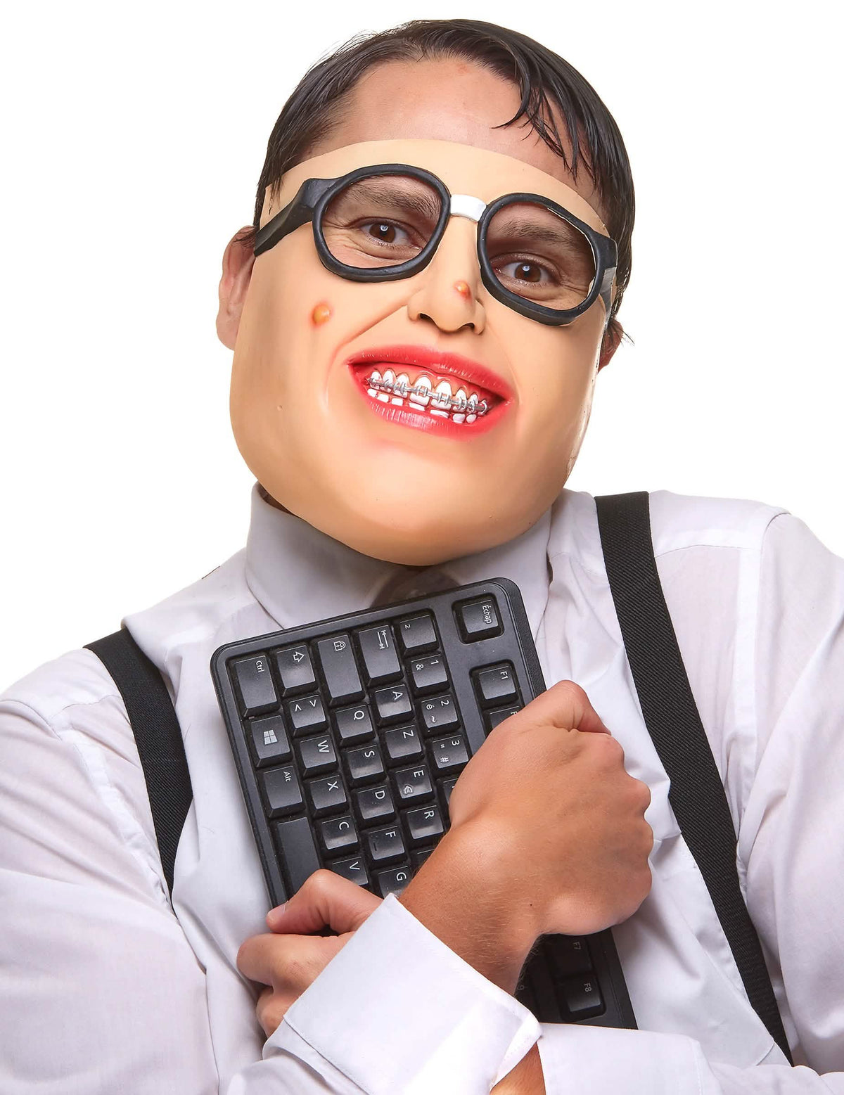 Polumaska od lateksa geek za odrasli s naočale i aparatićem za zube