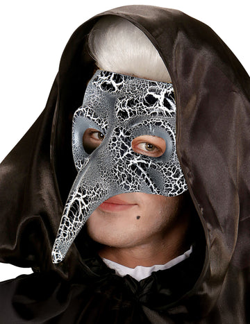 Venecijanska polumaska za odrasle s dugim nosom i efektom napukline