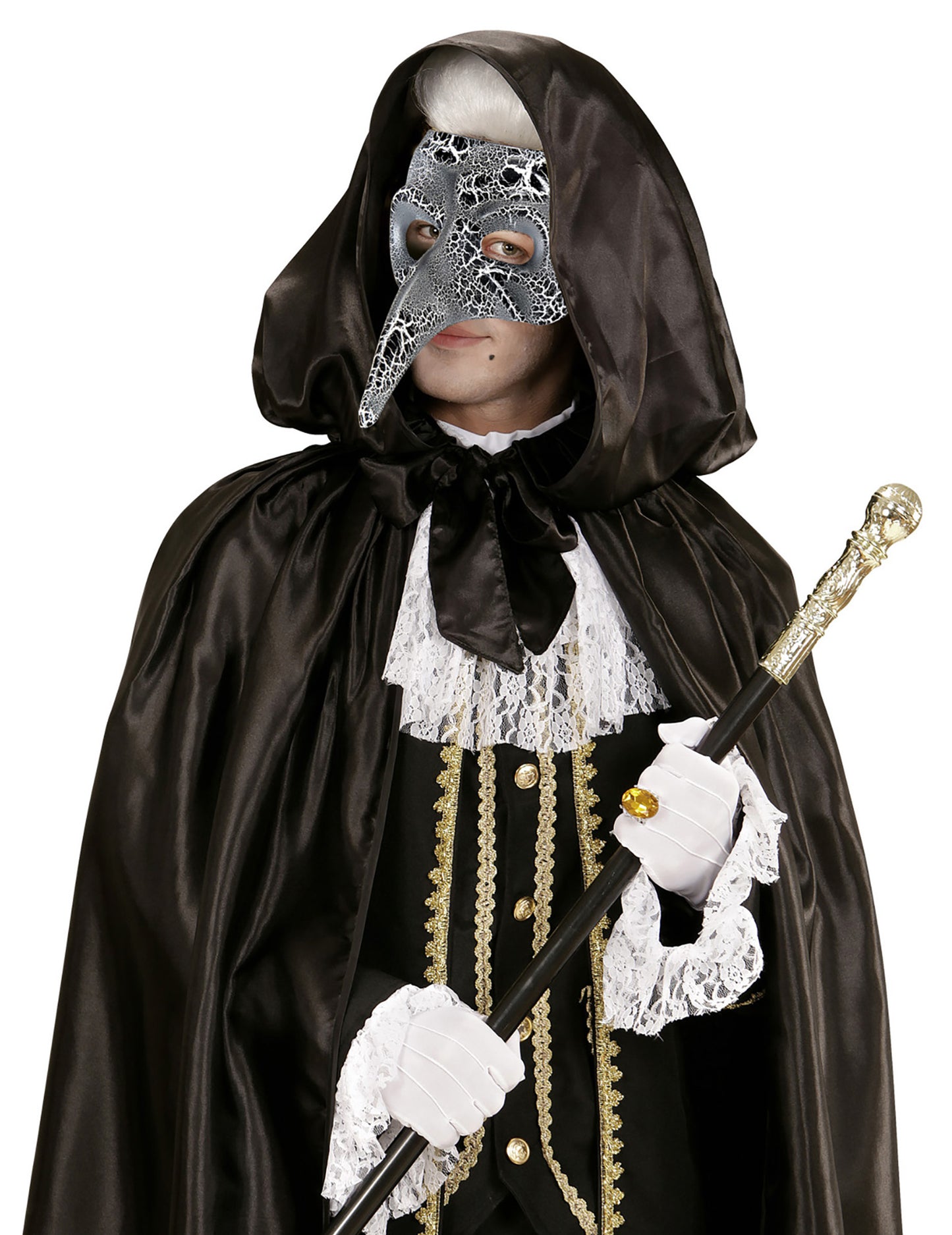 Venecijanska polumaska za odrasle s dugim nosom i efektom napukline