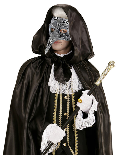 Venecijanska polumaska za odrasle s dugim nosom i efektom napukline