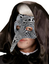 Demi-masque vénitien à long nez effet craquelé pour adulte noir et blanc