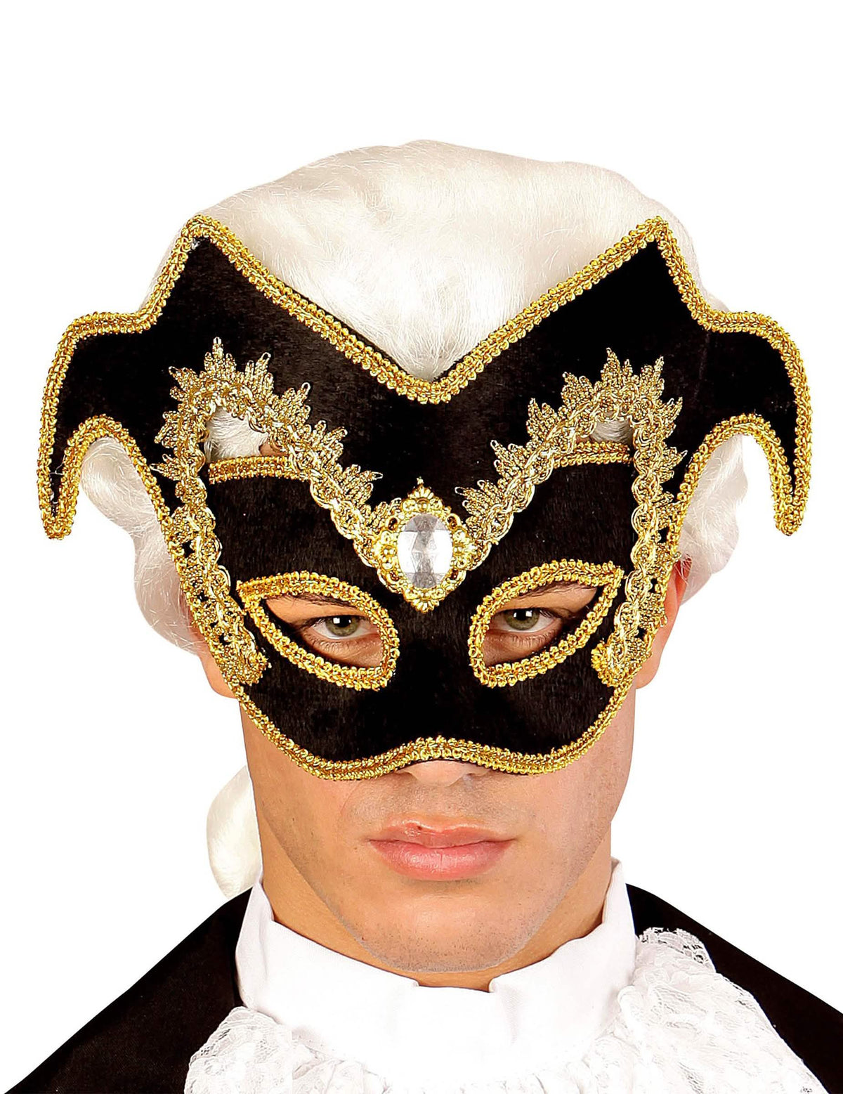 Pogled sprijeda na venecijansku polumasku