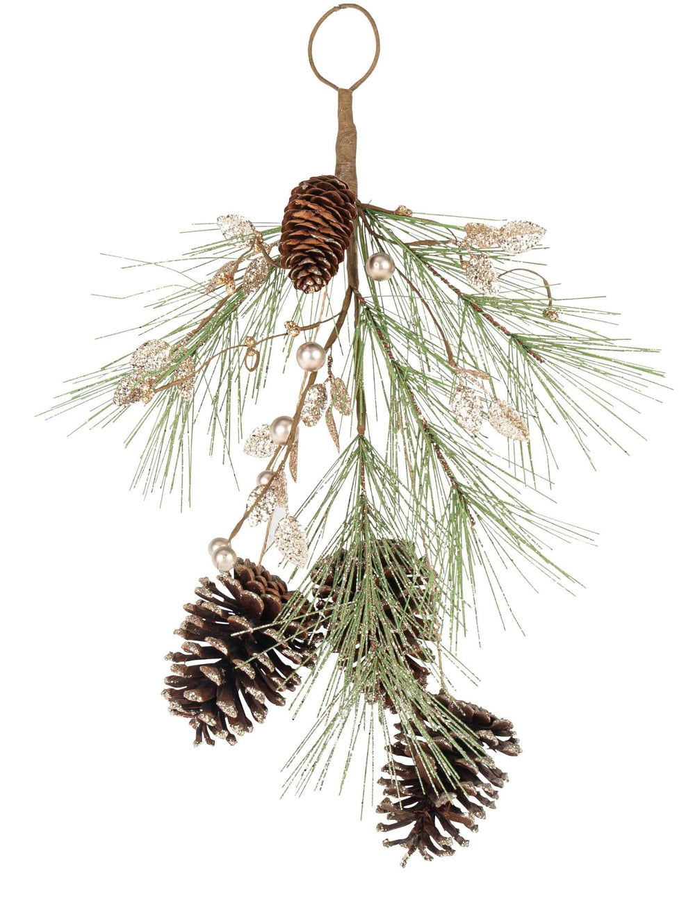 Descente pommes de pin pour sapin paillettes champagne et zlatna