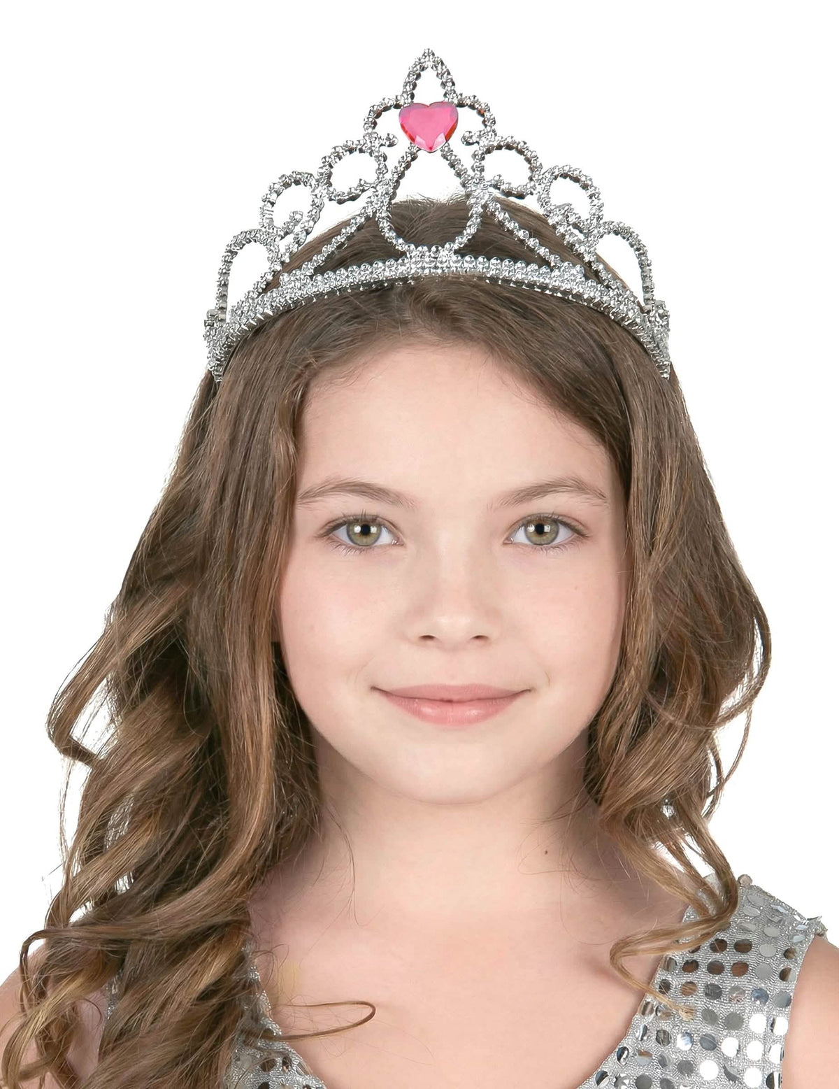 Dijadem princeze u obliku srca za odrasli i dijete srebrna s roza kamenom