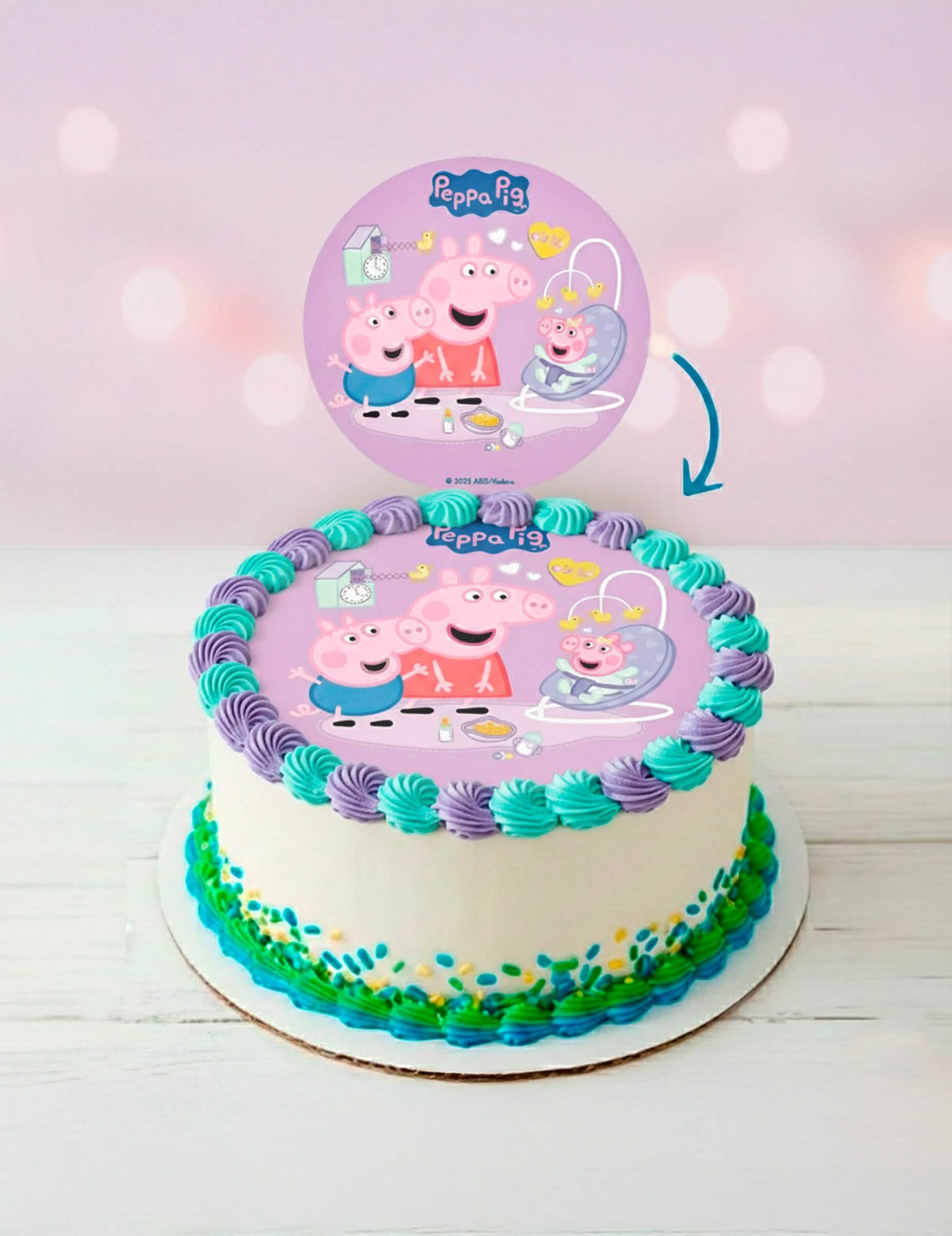 Jestiva pokrivka za tortu Peppa Pig™ New Baby 20 cm