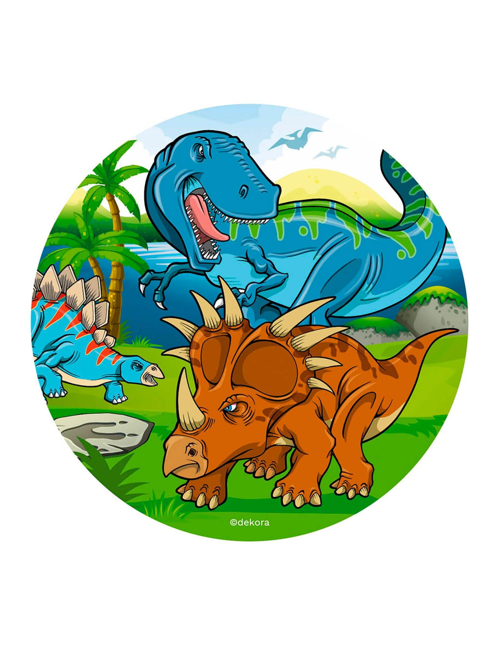 Oblatni disk s dinosaurima za tortu plave i narančasta boje s T-Rexom