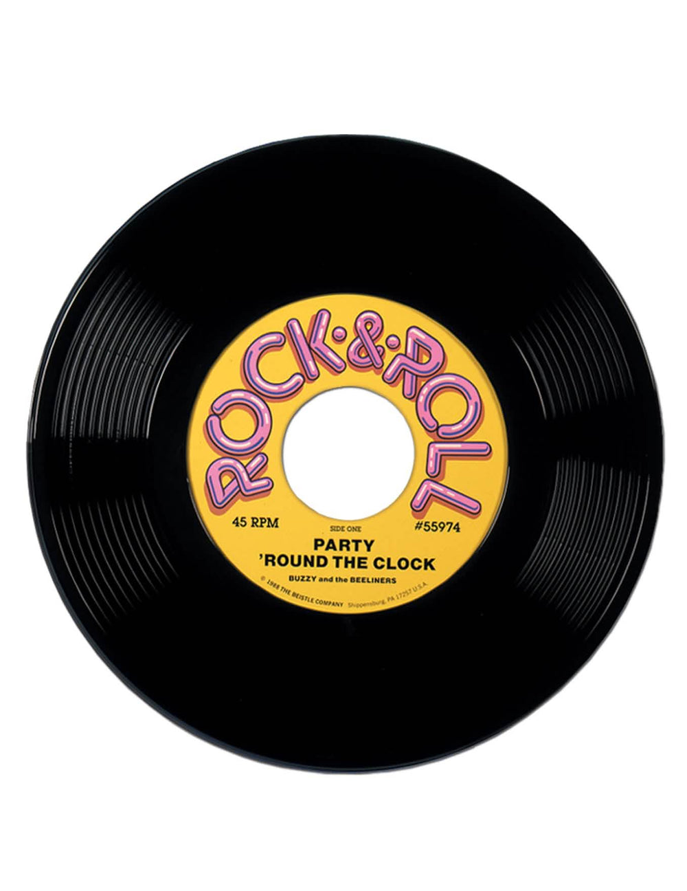 Divovski vinilni disk dekoracija 50-ih za zabavu crna s žuta etiketom rock & Roll