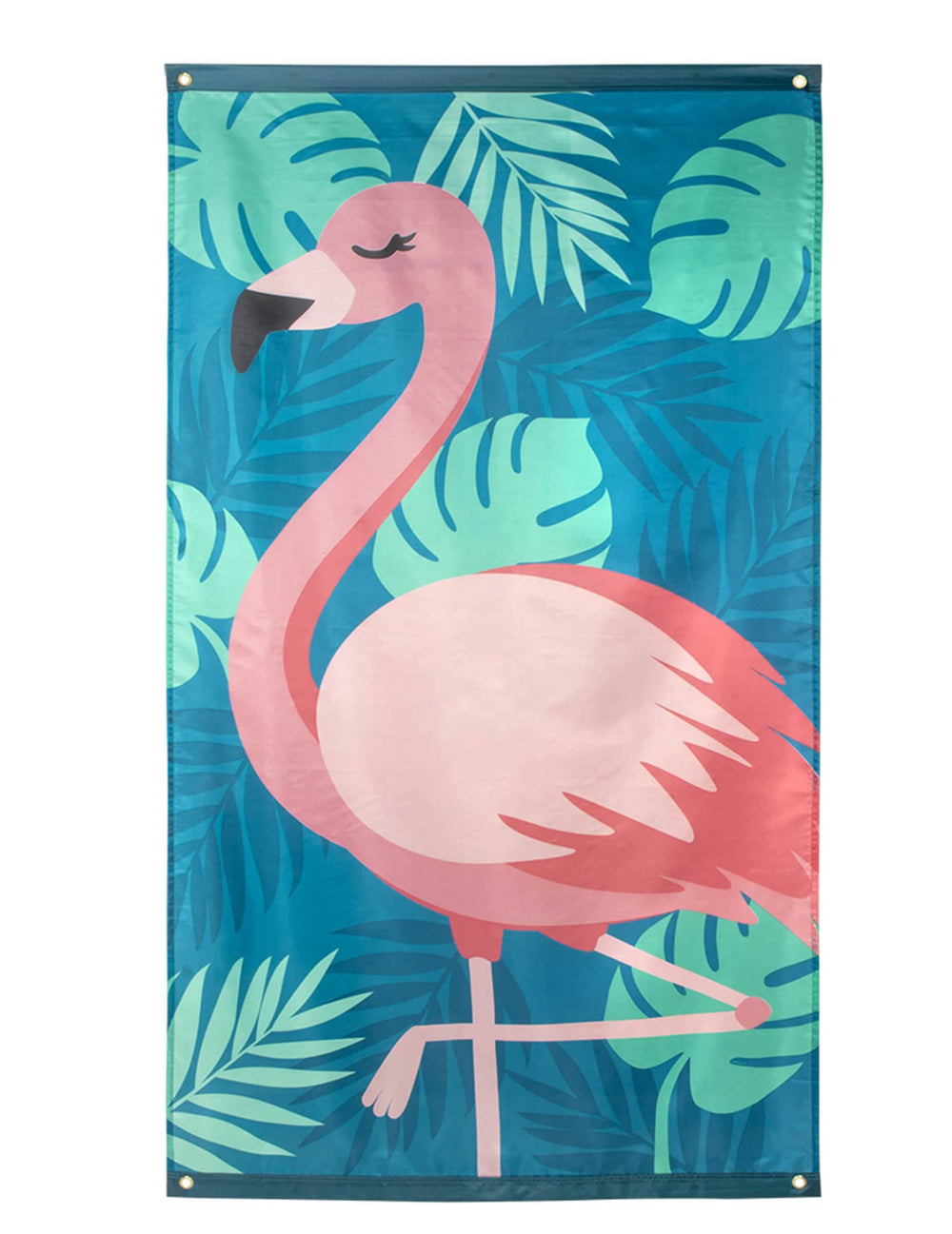 Tkanina s tropskim motivom lista i ružičasto-plavim motivom tropskih listova Flamingo zastava