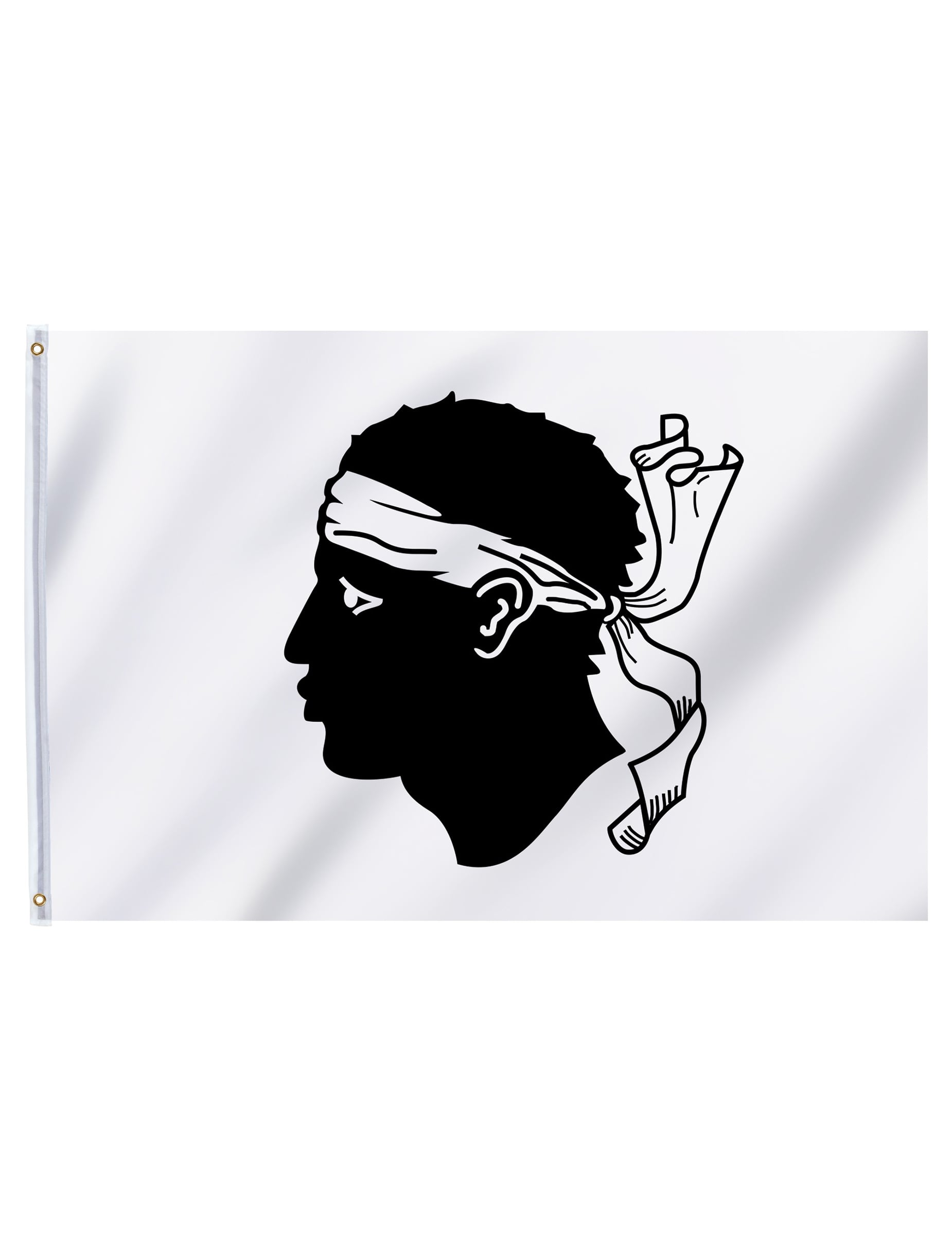 Drapeau Corse pour supporter noir et blanc avec tête de Maure